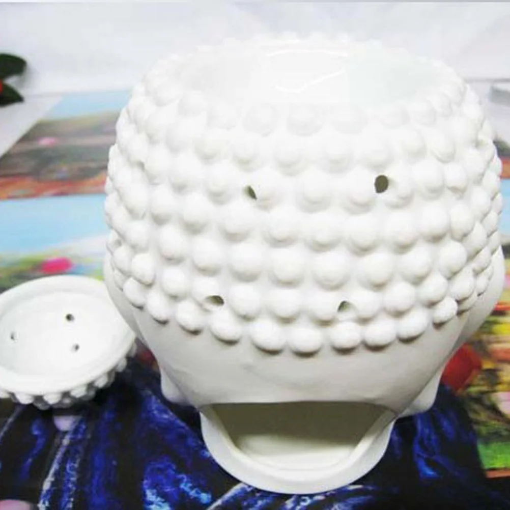 

Buddha Head Ceramic Aromatherapy Furnace Black Handmade Essential Oil Burner for Living Room Bedroom Meditation