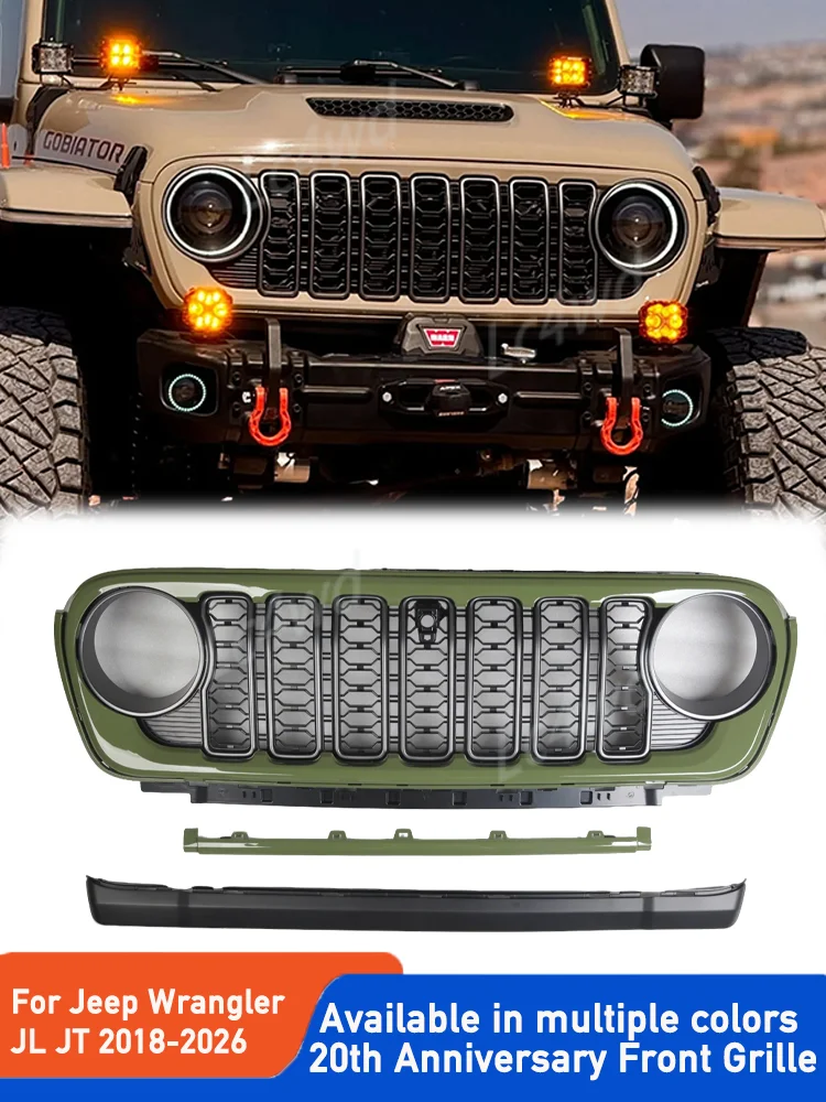 Akcesoria LC4WD 4X4, różne kolory, grill przedni z okazji 20-lecia, grilla sportowego do Jeep Wrangler JL / Gladiator JT z lat 2018-2025 — 2