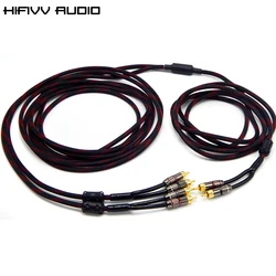 HIFI 2 RCA Male To 4 RCA Female Audio Cables For MP3/DVD/Computer/CD Player/Amplifier/Speakers/AUX Sound System Lotus Head Line