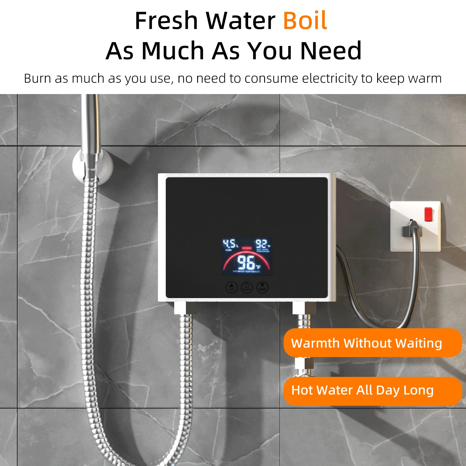 5500W Mini Electric Tankless Water Heater Constant Temperature Instant Hot Water Heater with Remote Control for Home Bathroom