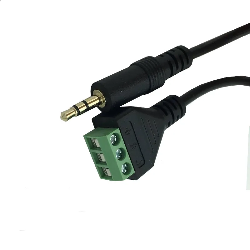 

Solder-free Gold-plated Audio 3.5mm Dual-channel 3-stage 3-section Male Green Wiring Solder-free Terminal Cable