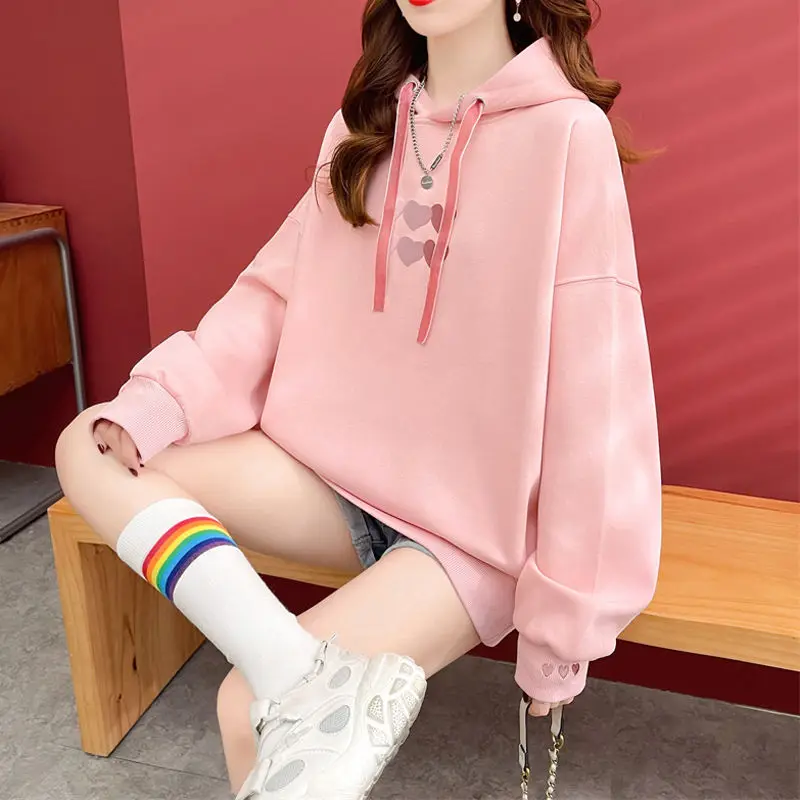 Mode coréenne Baggy femme hauts à capuche printemps et automne vêtements d'extérieur en Promotion nouveauté Emo Kpop sweat à capuche pour les femmes