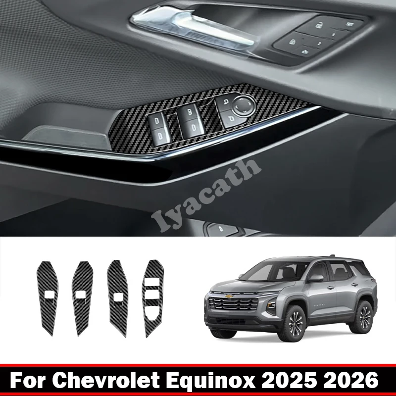 

LHD For Chevrolet Equinox 2025 2026 ABS Carbonfiber Car door Armrest Window rise Switch glass Lift button control Panel cover