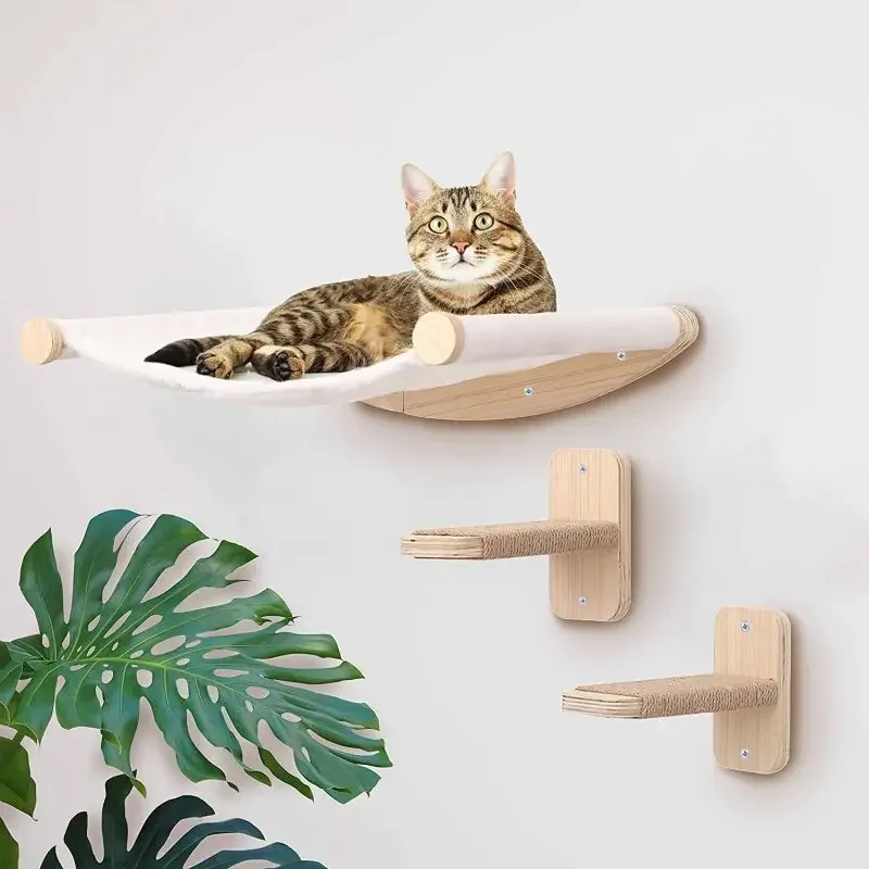 Multi-layer platform solid wood wall-mounted indoor climbing frame cat climbing toy
