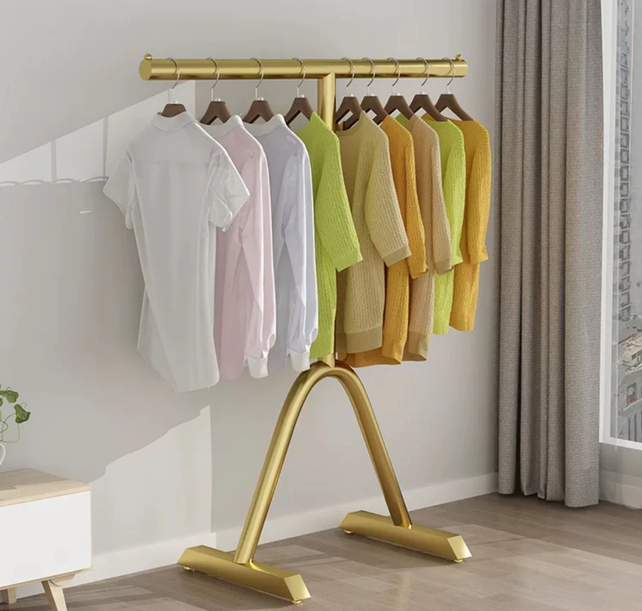 

Thickened coat rack floor-to-floor bedroom clothes rack Office small bag rack door home indoor clothes rack