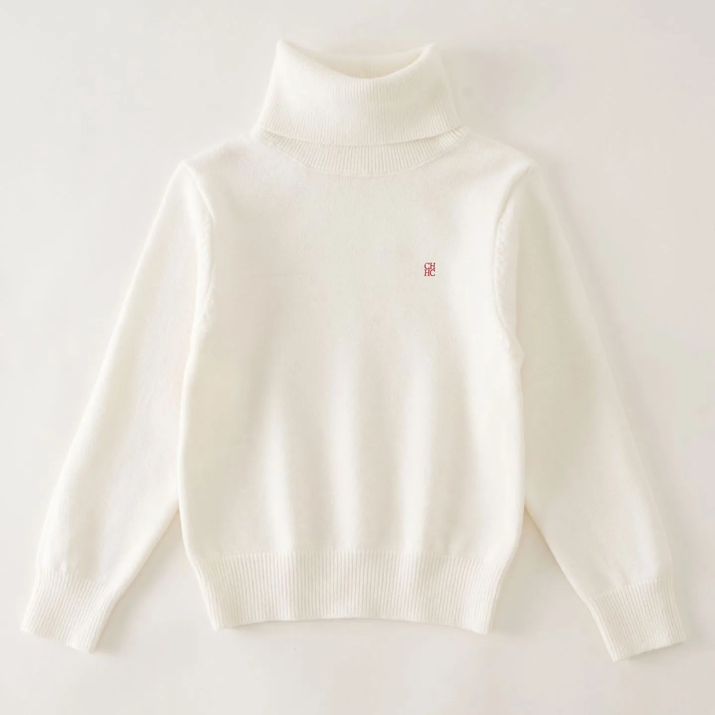 CH Kinder Rollkragenpullover mit gerippten Bündchen und Saum, Bruststickerei, weich, lässig, langärmelig – Detail 4