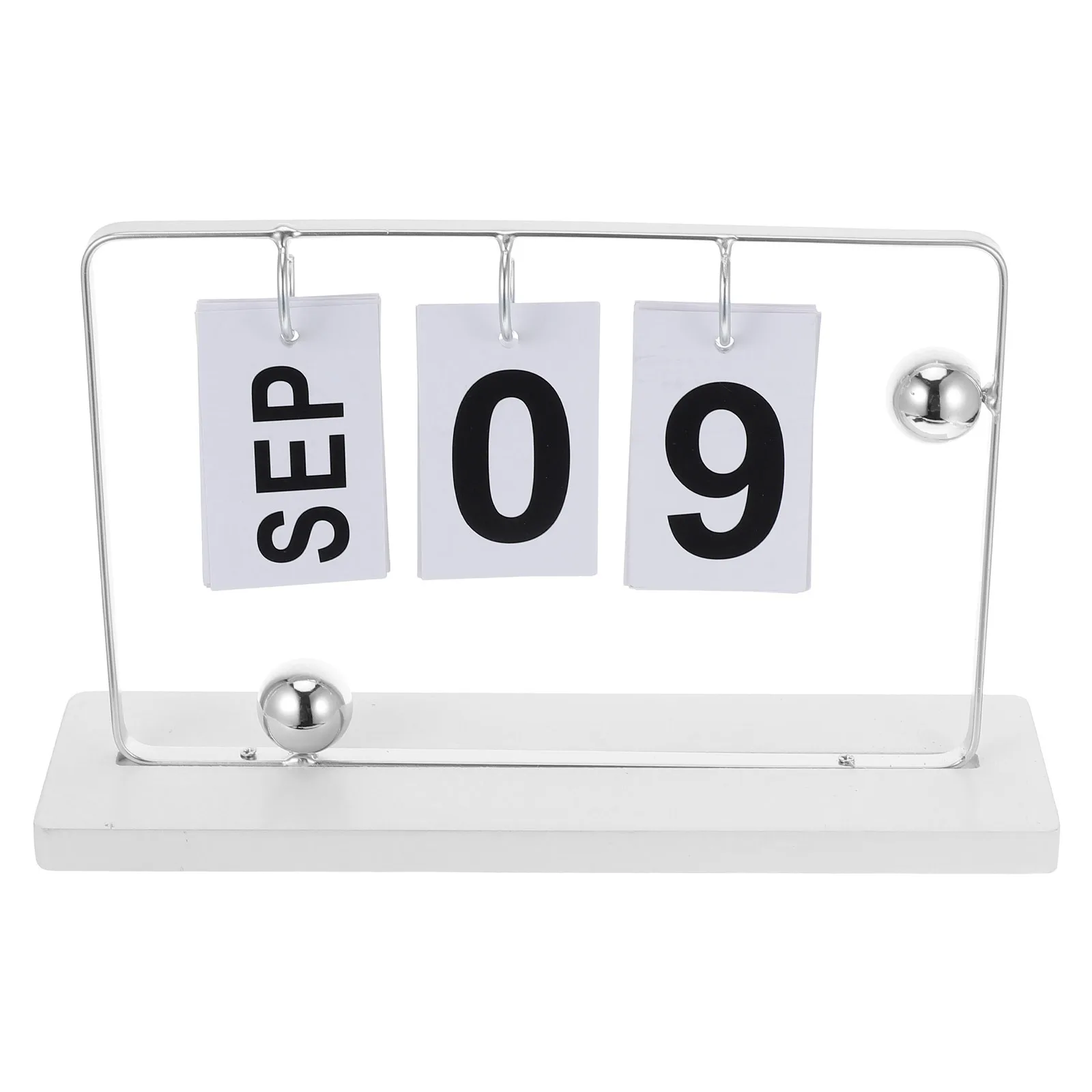 1 комплект, настольный вечный календарь, серебряный маленький флип-блок с датой для домашнего офиса, учителя, ежедневного использования, декоративная деревянная основа