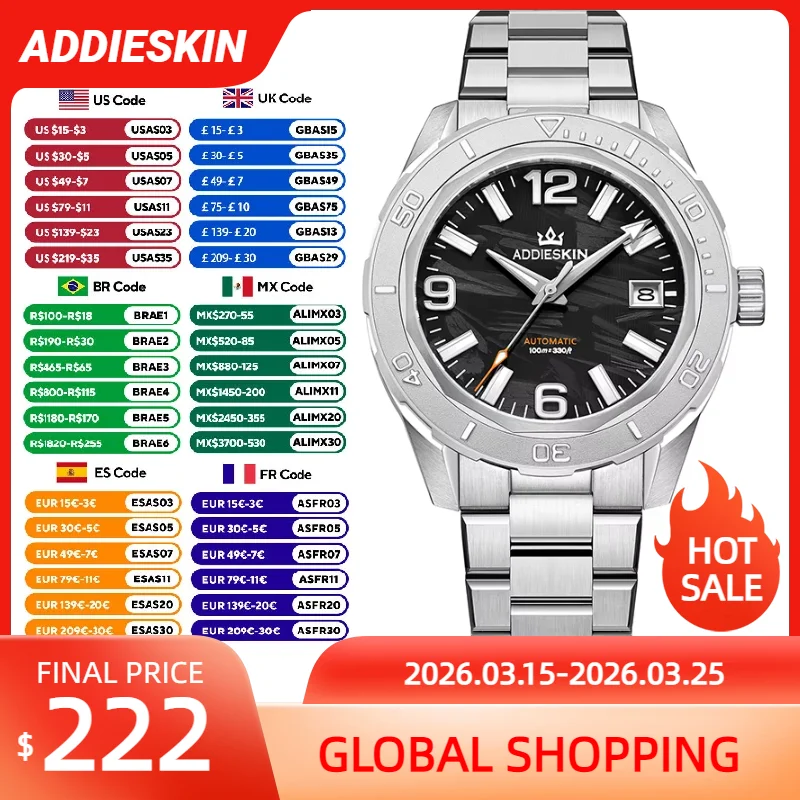 

AddiesKin Miyota9015 Mechanical Men Watch Automatic Stainless Steel Waterproof Unique Watches Sapphire Crystal K007 Reloj Hombre