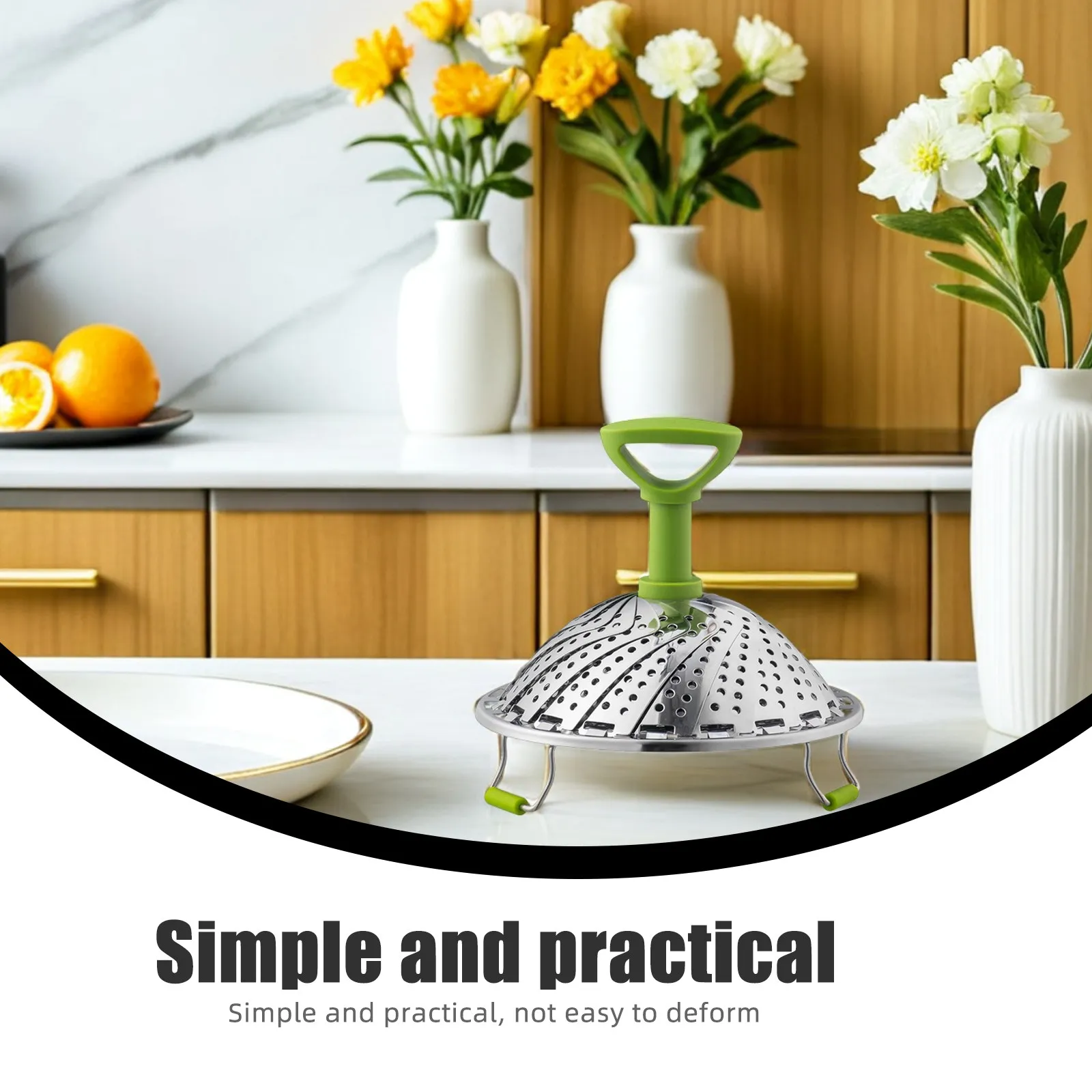 Stainless Steel Folding Steamer Basket 5.5–8.84 Inch for Travel, Compact Kitchens & Nutrient-Retaining Veggie Steaming
