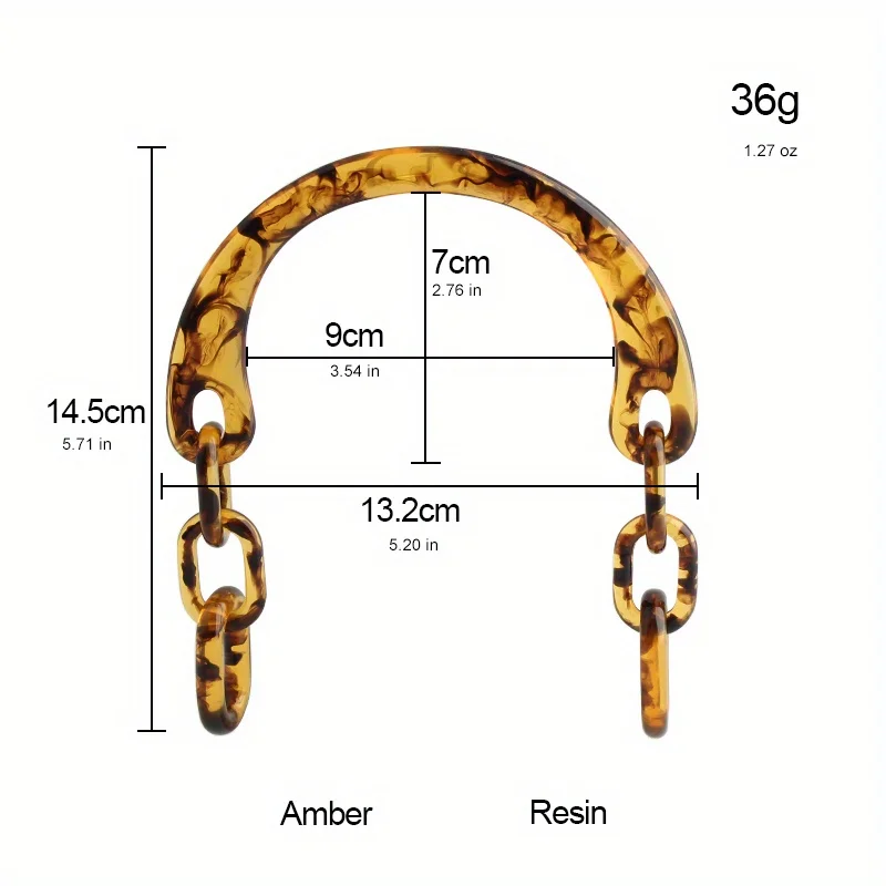 1PC 13.2cm/14.5cm Beige U-shaped Resin Handbag Shoulder Bag Chain Acrylic Amber Decorative Bag DIY Handle Accessories