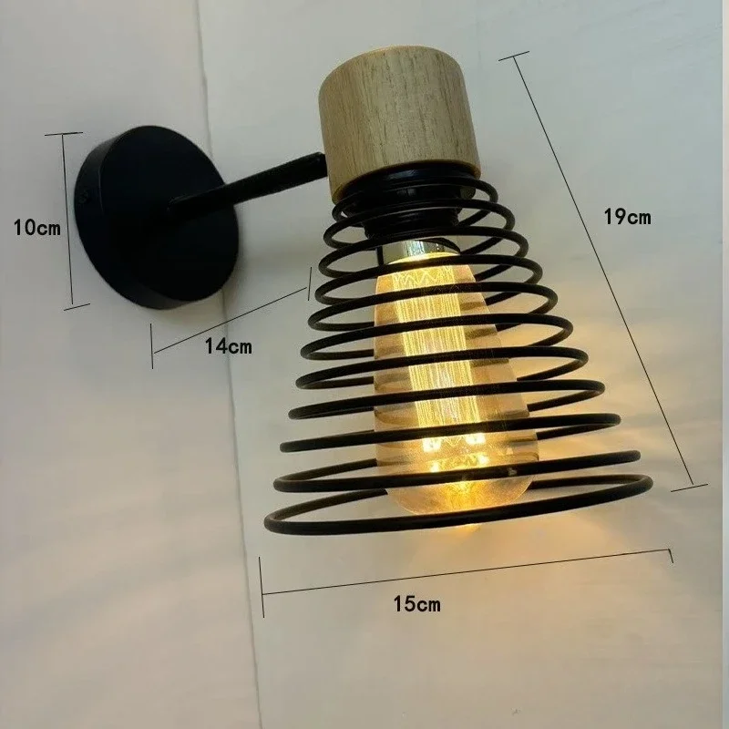 GEFENSI بسيط الخشب الجدار مصباح الإبداعية الممر الإضاءة الشمال غرفة نوم السرير شخصية مصابيح الحديد المطاوع #3