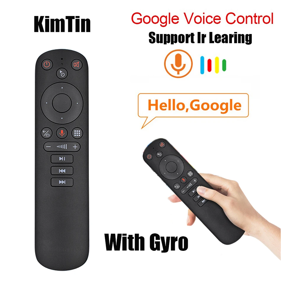 H17 รีโมทคอนโทรล Air Mouse ไร้สาย Mini คีย์บอร์ด Gyroscope IR การเรียนรู้ Google Voice Assistant สําหรับ Ugoos Android กล่องสมาร์ททีวี