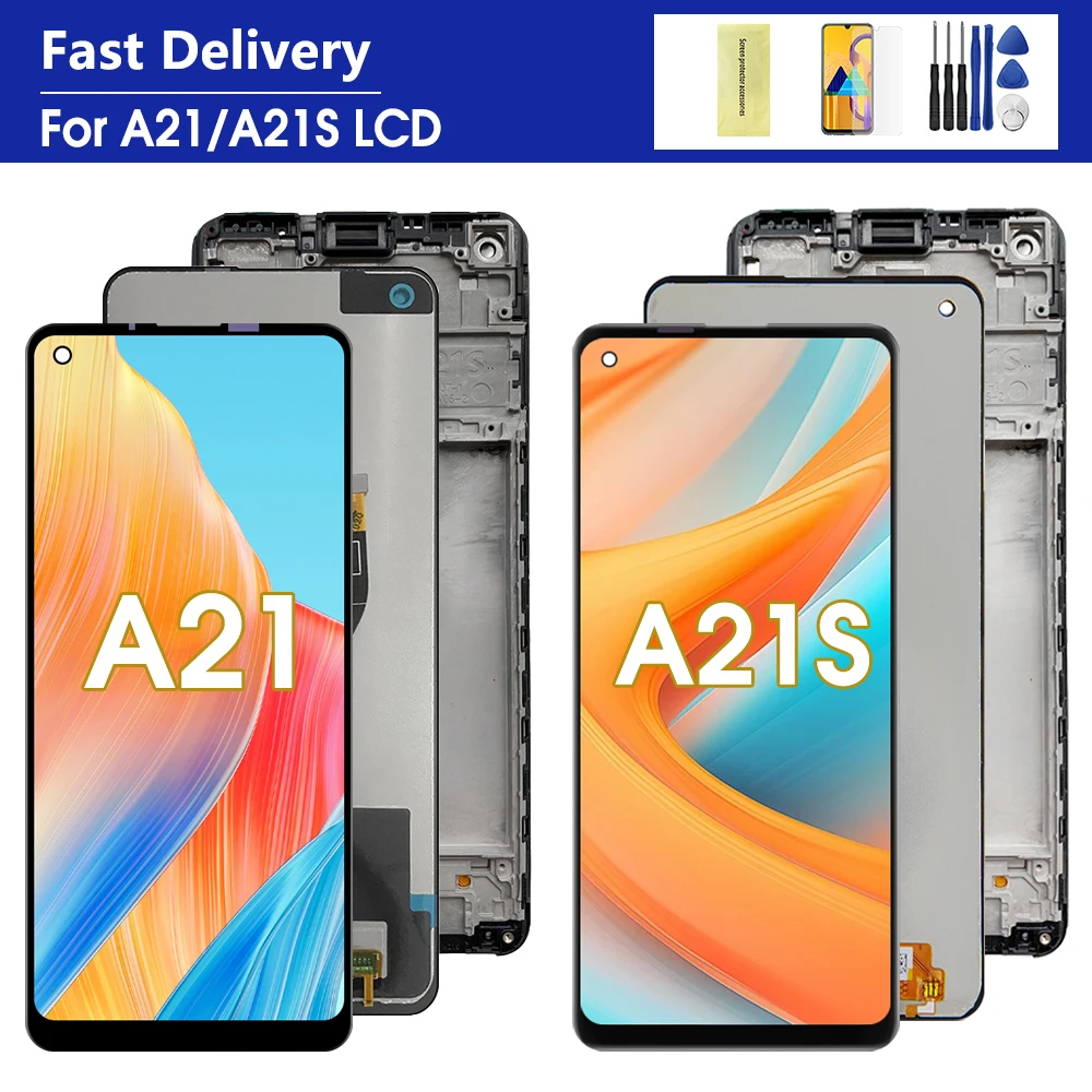 Para Samsung A21s A217 LCD con marco pantalla táctil de 6,5 pulgadas digitalizador pantalla de repuesto para A21 SM-A215U