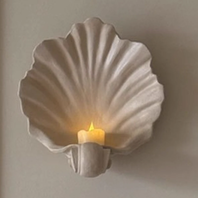 

Wall Mounted Candle Holder Shell Candlestick Household Luxury Candles Container Wedding Aromatherapy ART Decoration Accessories