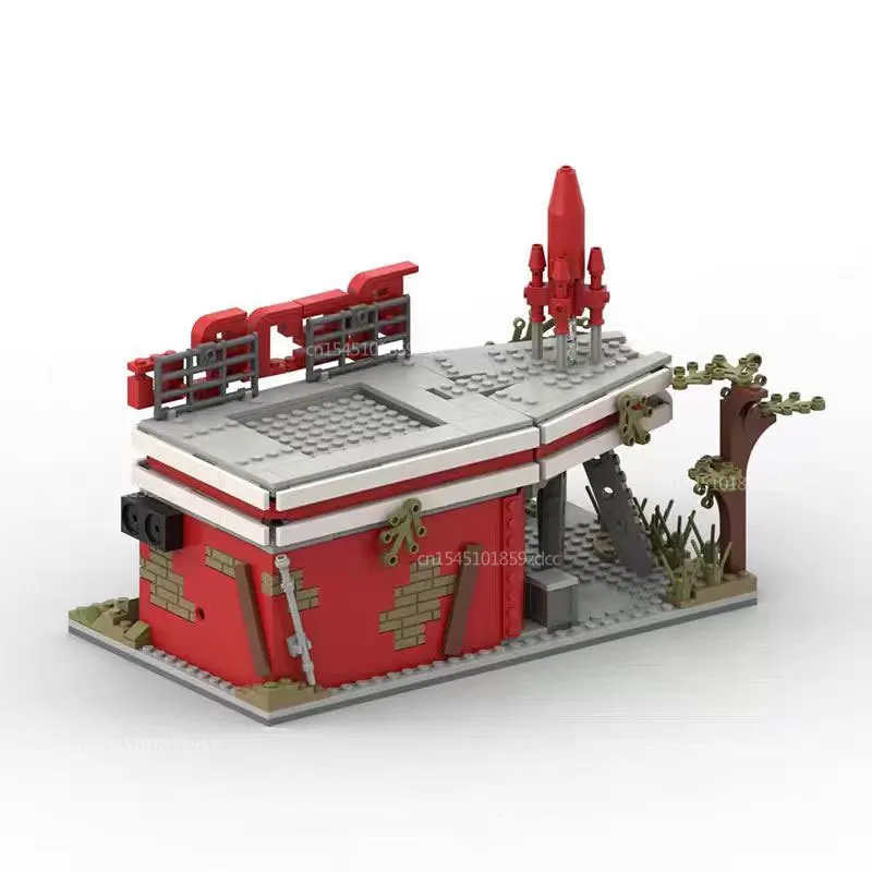 MOC Games Fallouted Red Rocket Modular Gas Station Truck Stop Building Blocks City Architecture Service Station Bricks Toy Gift