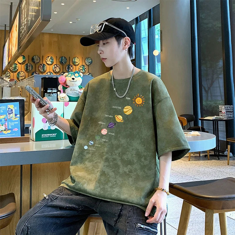 

Новая летняя модная футболка с коротким рукавом для активного отдыха и походов, с эффектом тай-дай, удобная, свободного кроя, быстросохнущая, для спорта и отдыха