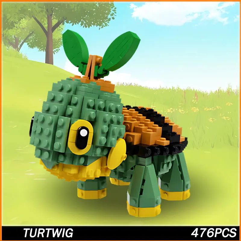 

Аниме-фигурка серии, зеленая трава, черепаха, строительные блоки, детские игрушки, мультяшная фигурка, сборные блоки, игрушки для подарков, 476 шт.