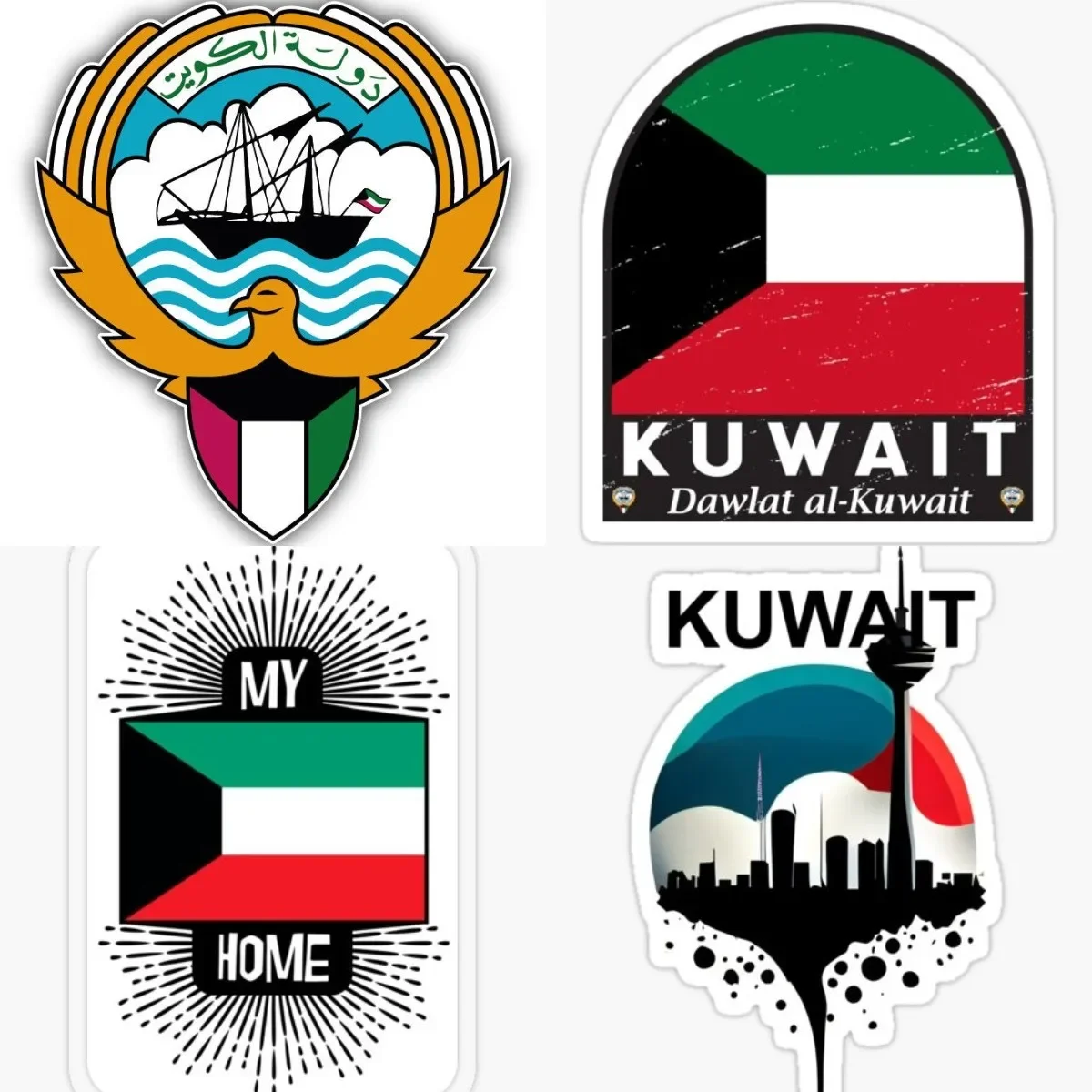 Kuwait Emblem Car Bumper Sticker Waterproof Decal Trucks, Tool Boxes, laptops, MacBook Car Accsesories