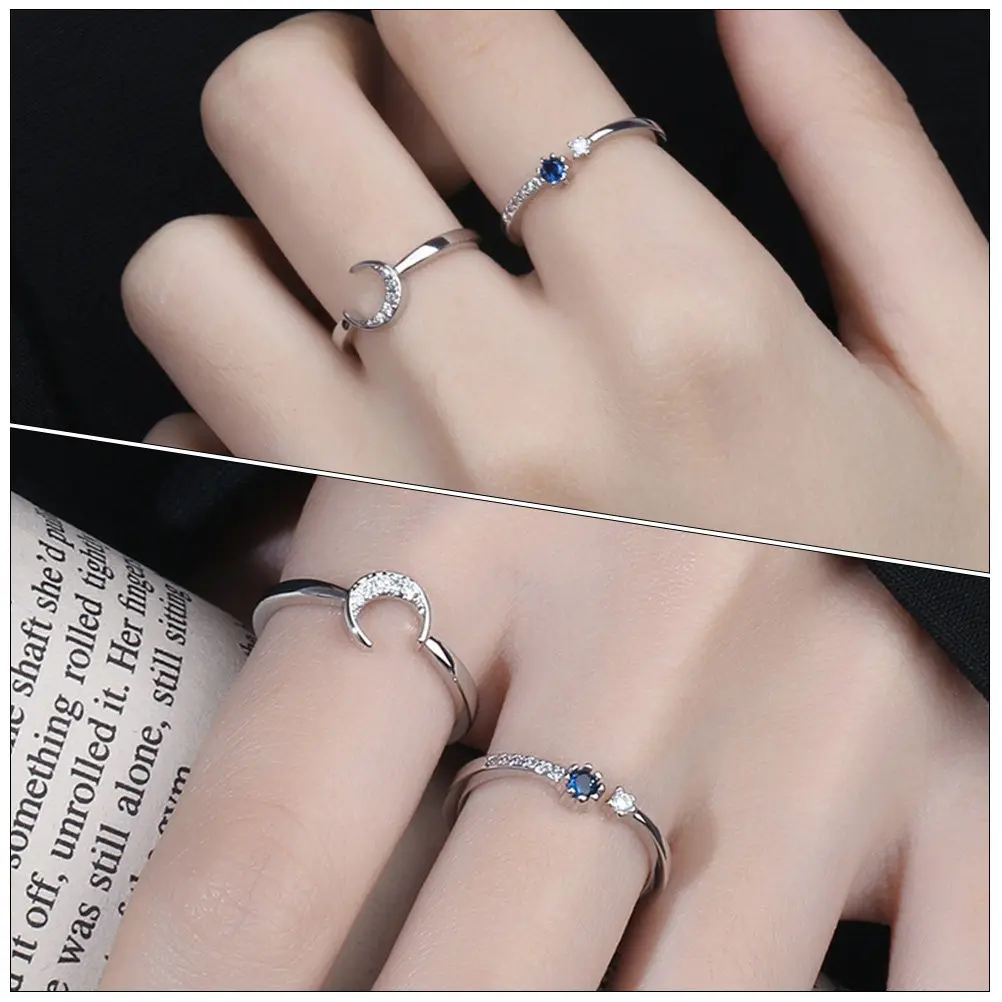 

2 шт. стильных регулируемых колец для женщин, креативный набор колец, минималистичное кольцо с открытым концом, модные украшения для подростков