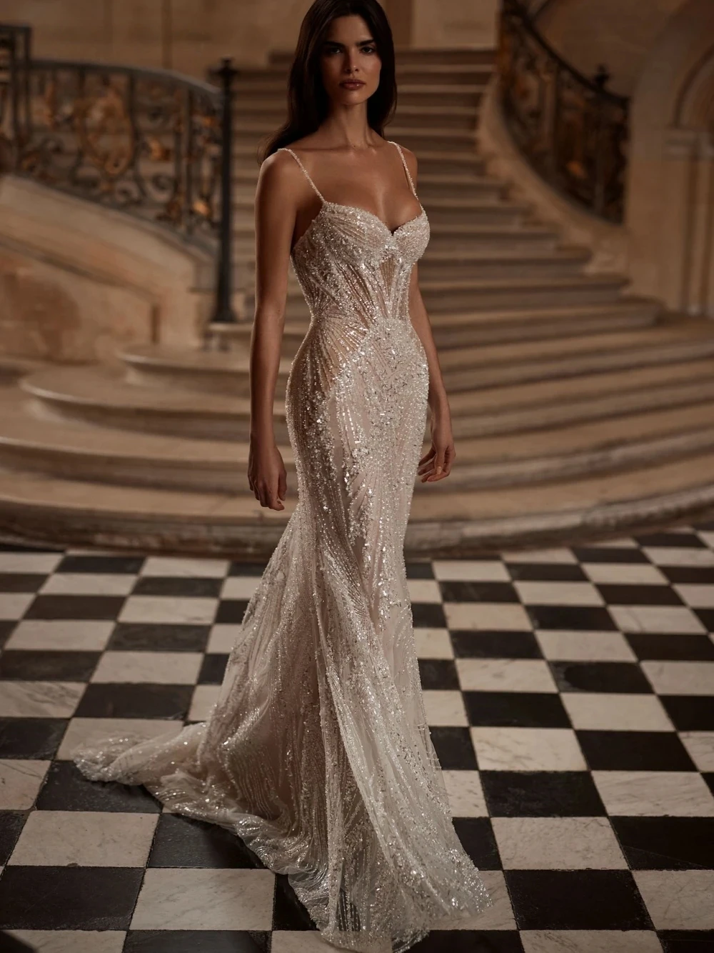 Vestidos De Novia De ilusión De color marfil con cola desmontable, Vestido romántico De novia brillante, Vestido De Novia