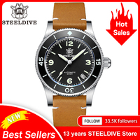 STEELDIVE Brand SD1952 Super Luminous Ceramic Bezel 41MM Steel Case 300M Waterproof Black Dial NH35 Automatic Dive Watch for Men