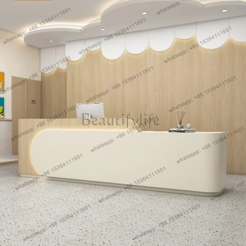 

LJY Minimalist Curved Reception Desks Company Simple Aesthetic Reception Desks European Welcome Comptoire Accueil Trendy Furnitu