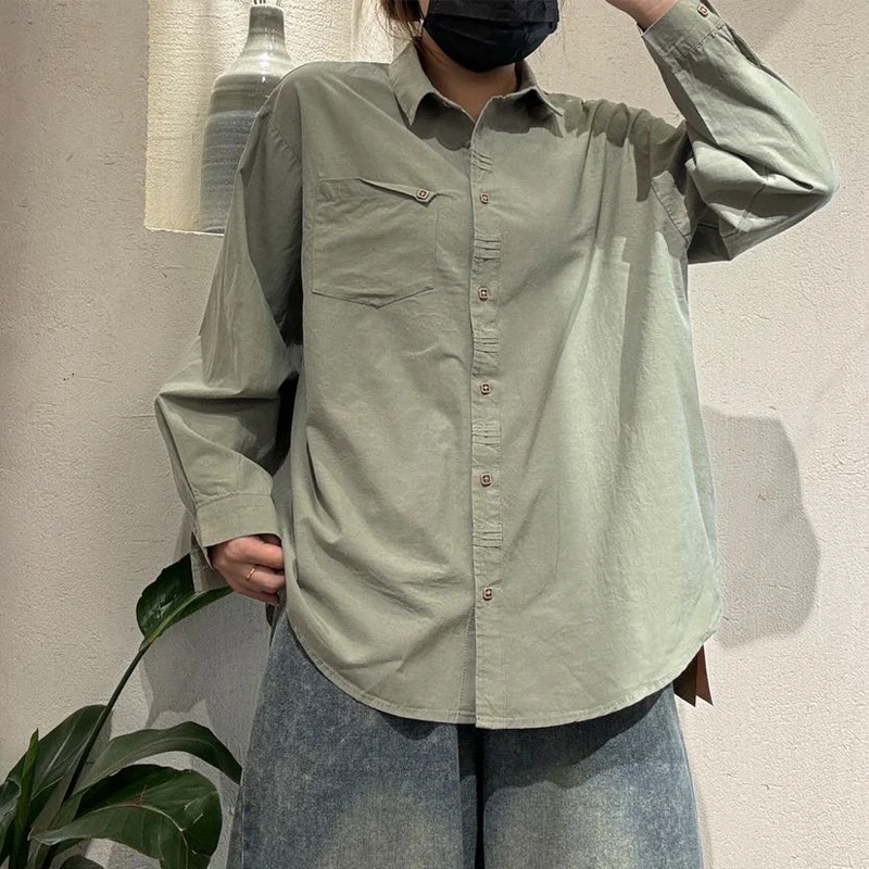 Masss Wasss-camisas clásicas holgadas de algodón sólido para mujer, Tops elegantes Vintage a la moda, blusas informales de diseño europeo para mujer