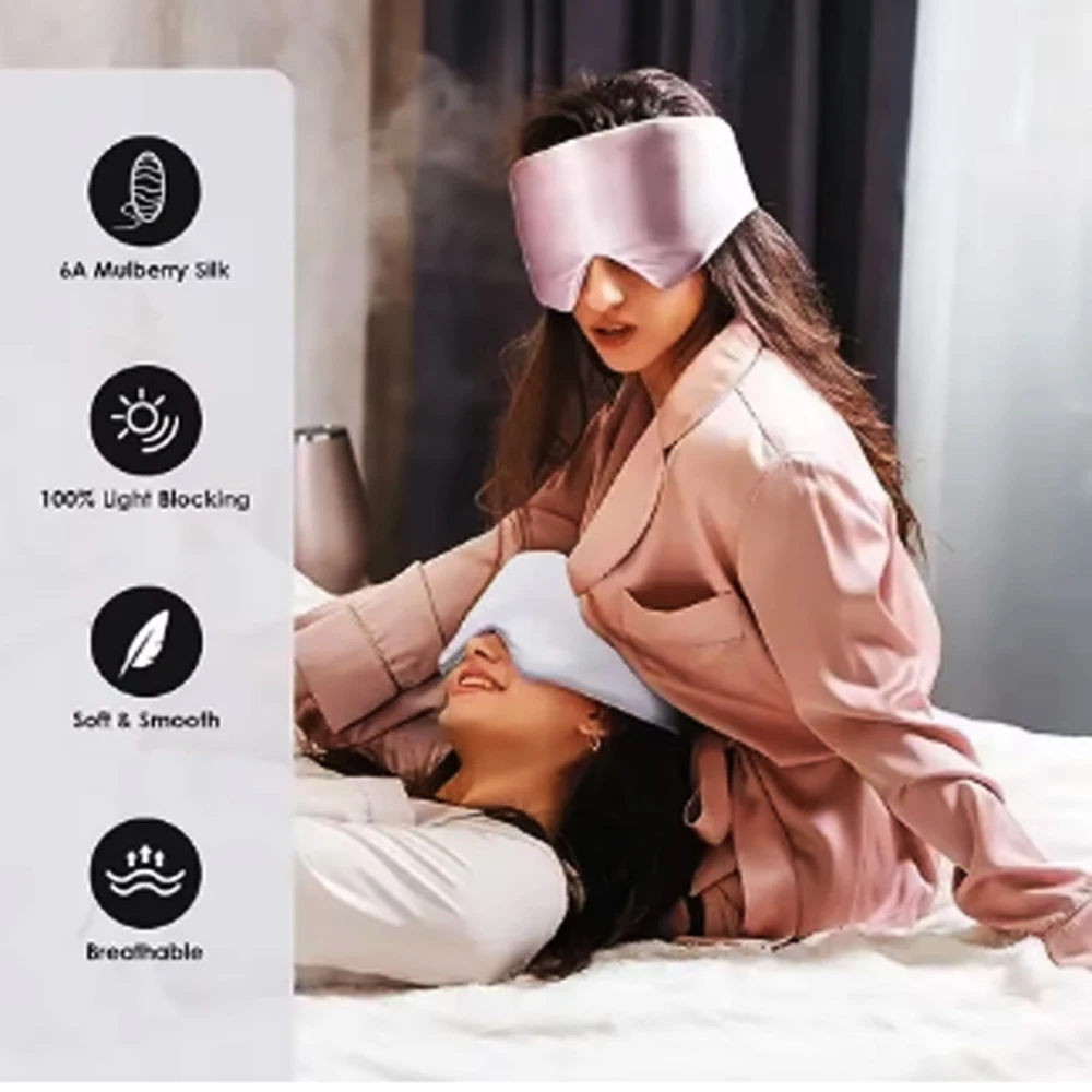 Mulberry Silk Sleep Mask for Eyes Cover Mask Blocking Light Eyemask Eyeshade Soft Padded Travel Sleeping Aid for Eyepatch