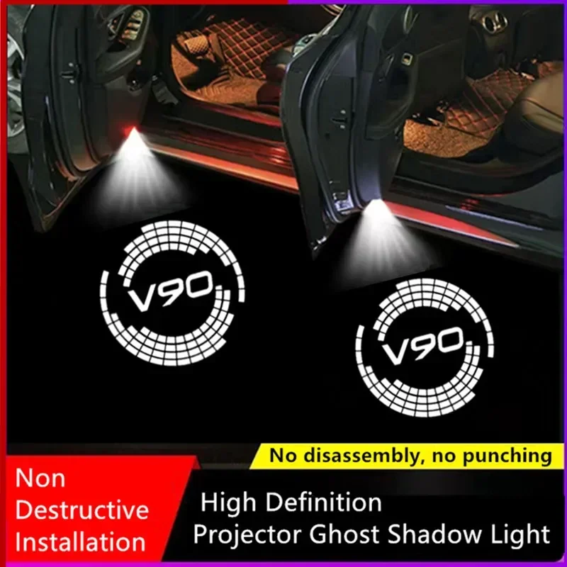 

2Pcs Led Car Door Welcome Lights Logo Projector for Volvo V90 Ghost Shadow Light Atmosphere Lamps Safety Auto Accessory