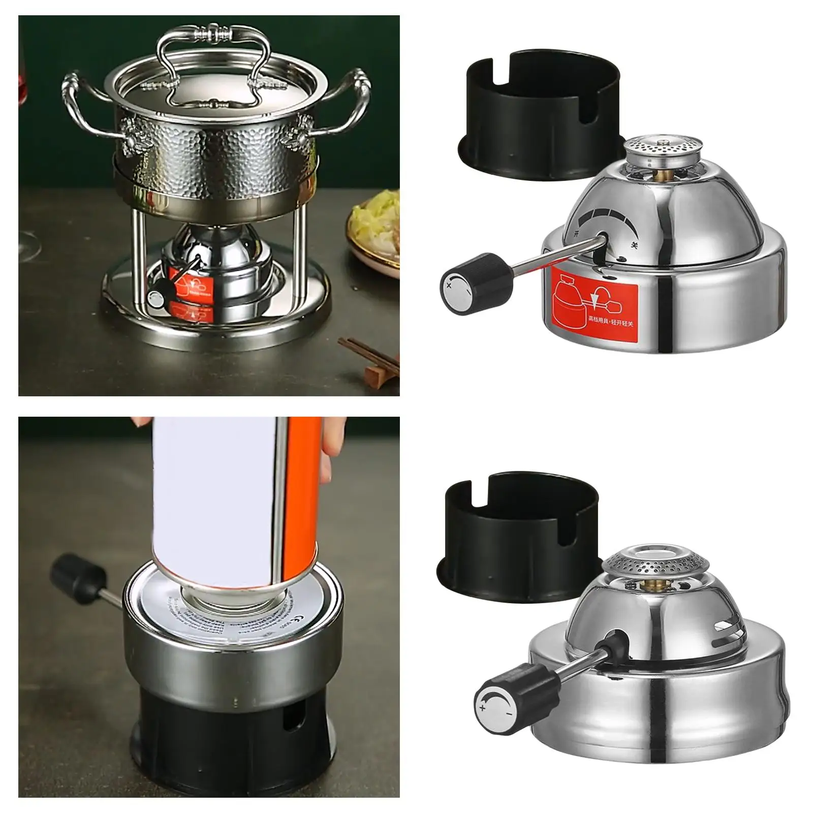 

Stainless Steel Gas Furnace Burner with Piezo Ignition Gas Cooker Stove Mini