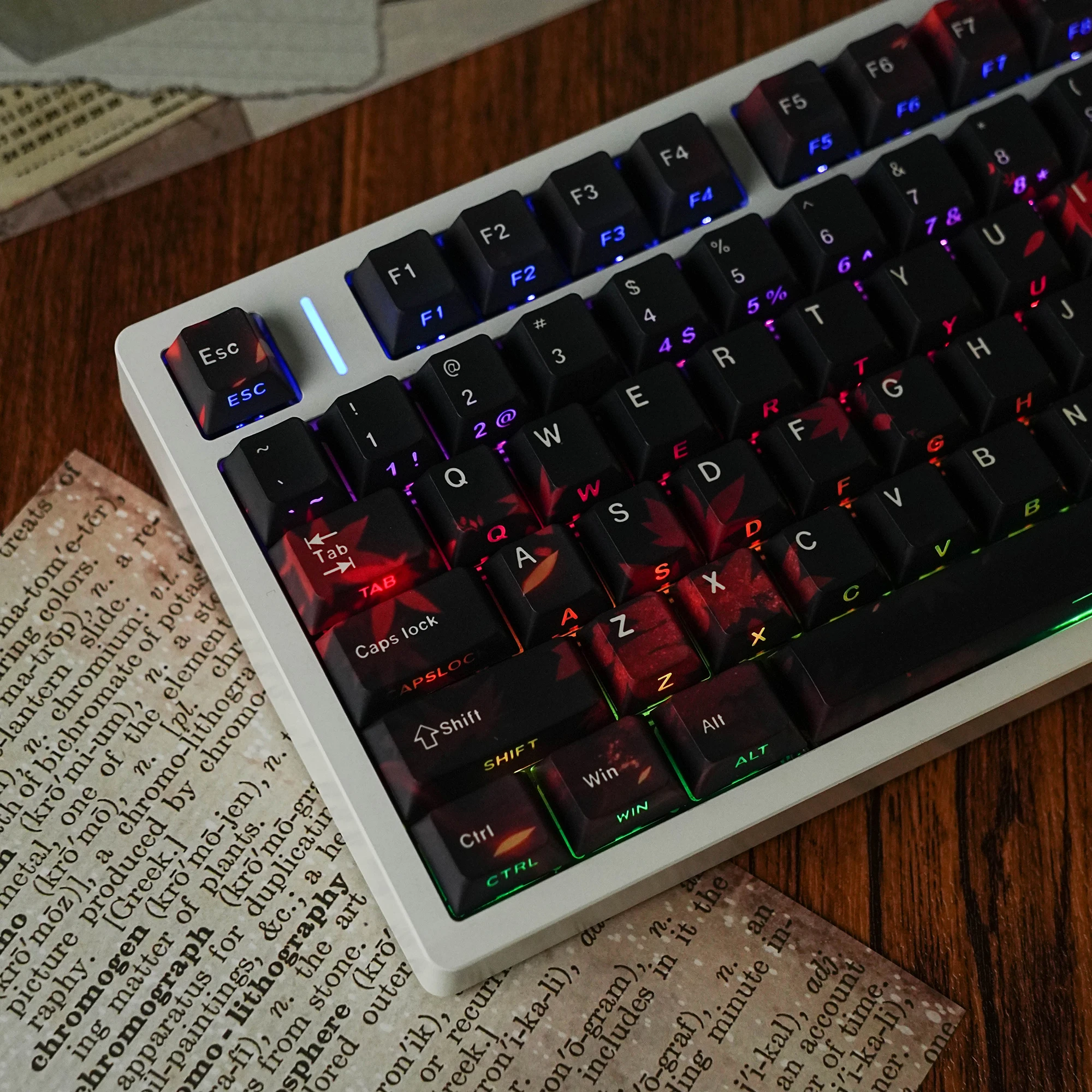 Cherry PBT Keycaps Red Maple Side Print Dye Sub Korean German French Spanish Russian Keycap For Gaming Mechanical Keyboard