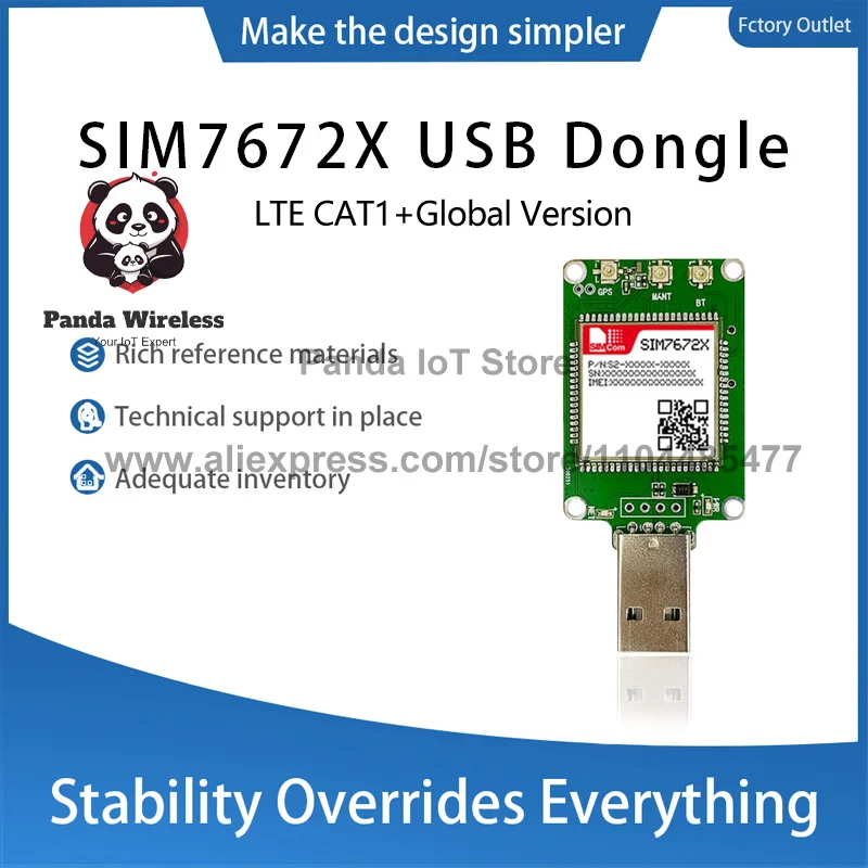 

SIM7672E SIM7672E-MNGV SIM7672E-LNGV USB-ключ LTE CAT1 с GPS 1 шт. LTE-FDD: B1/B3/B5/B7/B8/B20/B28 LTE CAT1 Чип Qualcomm