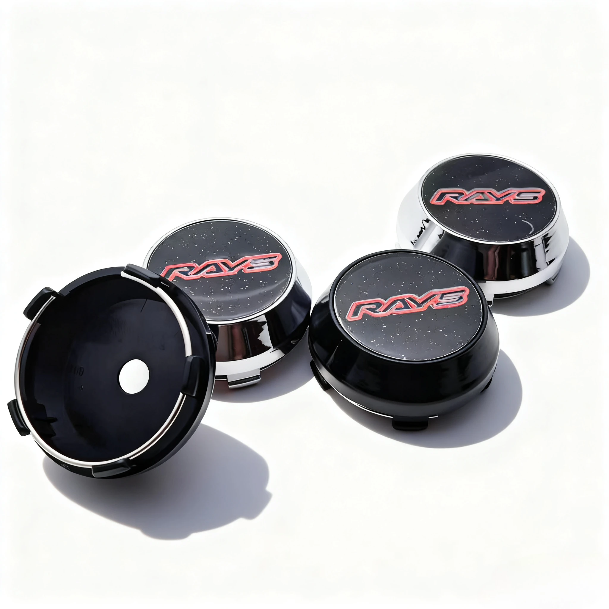 4 Stück JDM RAYS Logo Emblem Abzeichen Auto Radnabenkappen Außendurchmesser 60 mm 56 mm Räder Nabe High Cap Felgen Radkappen Abdeckung Ersetzen Autozubehör