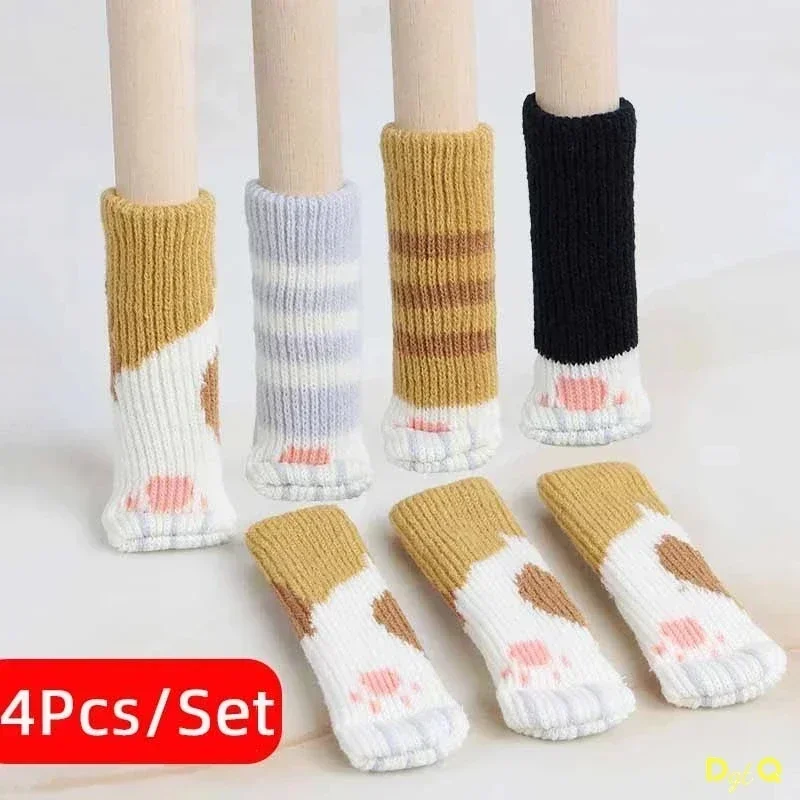 

4Pcs NEW Creativity Cat Paw Table Foot socks Chair Leg Covers Floor Protectors Knitted Socks Mute Wear-Resistant Non-slip Mat