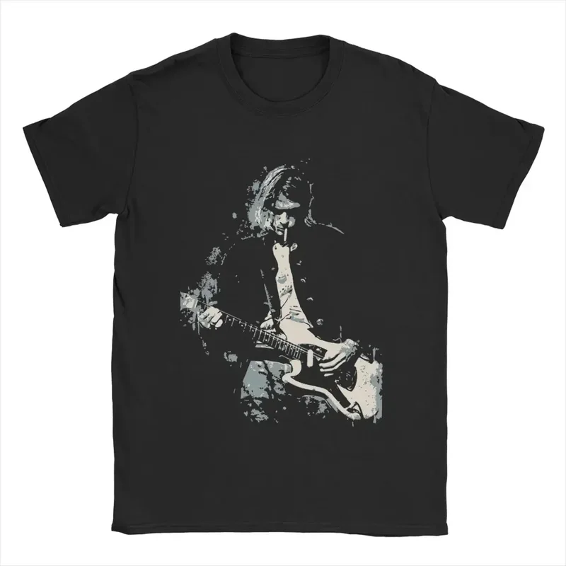 Men\'s Kurt Cobain guitar T shirts cotton clothes amazing short sleeve round collar tees original T-shirt