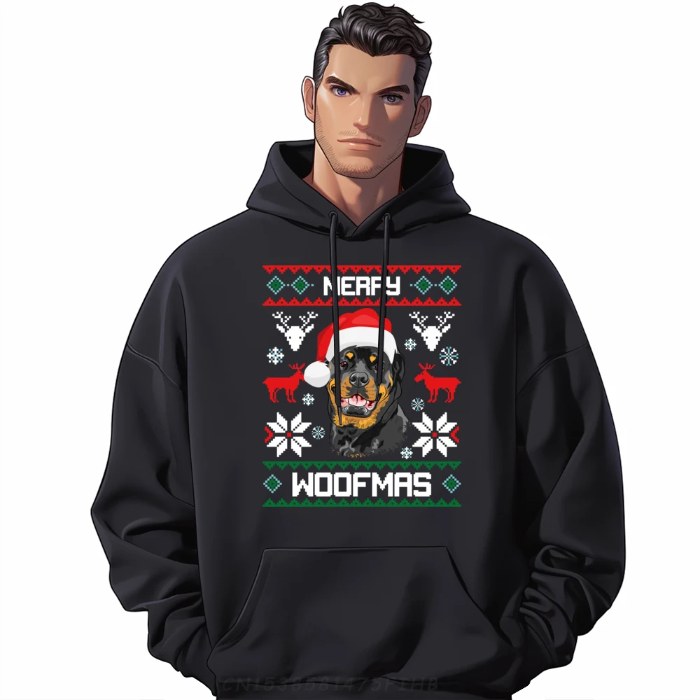 Rottweiler Merry Woofmas Christmas Free Shippping Items Lowest Prices Sweatshirts For Men Slogan