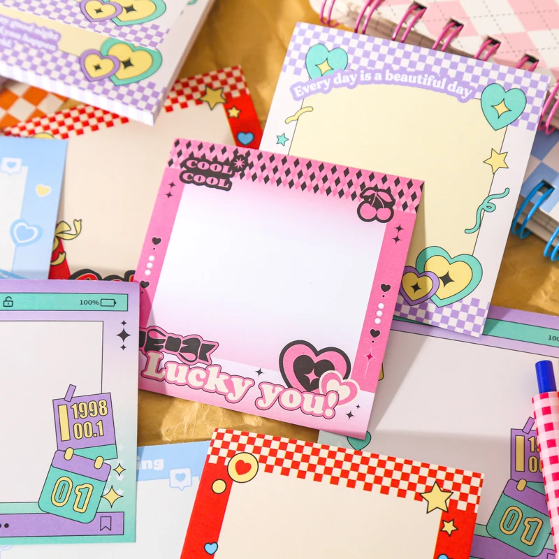 100Pcs Heartbeat Manual Memo Pad Decoration Scrapbooking DIY Diary Office Message Notes Paper Notepad Cute School Stationery