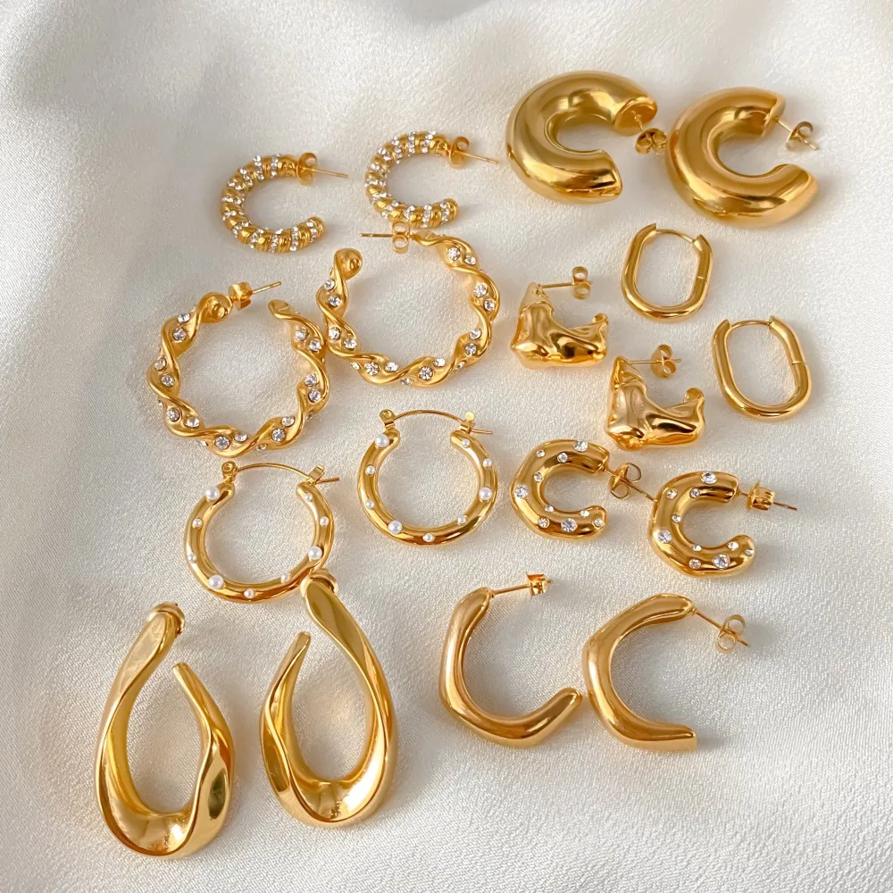 مجموعة eManco من الأقراط المصنوعة من الفولاذ المقاوم للصدأ بتصميم عتيق فاخر وعناصر اللؤلؤ والمجوهرات الأنيقة بالجملة #6