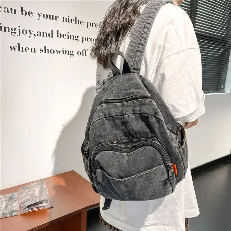 Denim Artistic Mini Book Bag Women's Small Casual Backpack Small Shopping Backpack