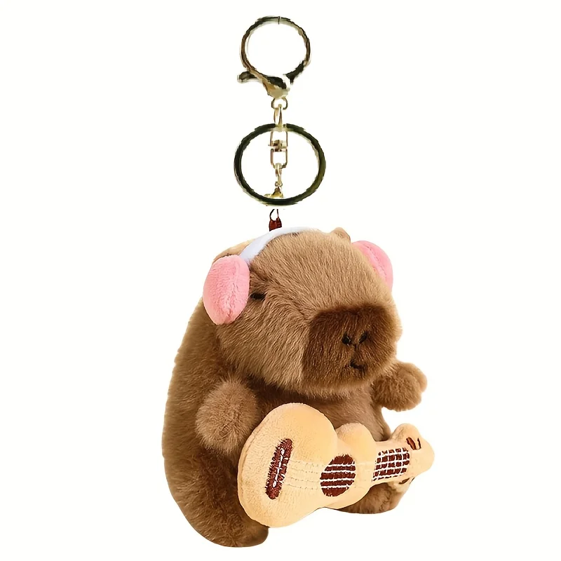 

Pet Toy Guitar Music Team Capybara Animal Doll with Keychain Creative Plush Capybara Stuffed Animal Cute Cartoon Dog accessories