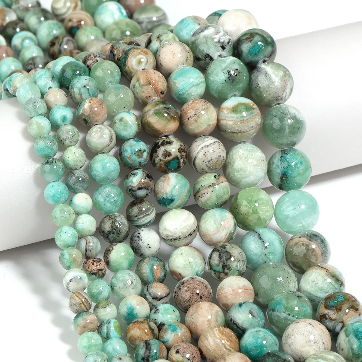1 Strang 6/8/10/12 mm Naturstein grüne Calcitperlen runde lose Perlen für Schmuckherstellung DIY Armbänder Halskette Zubehör