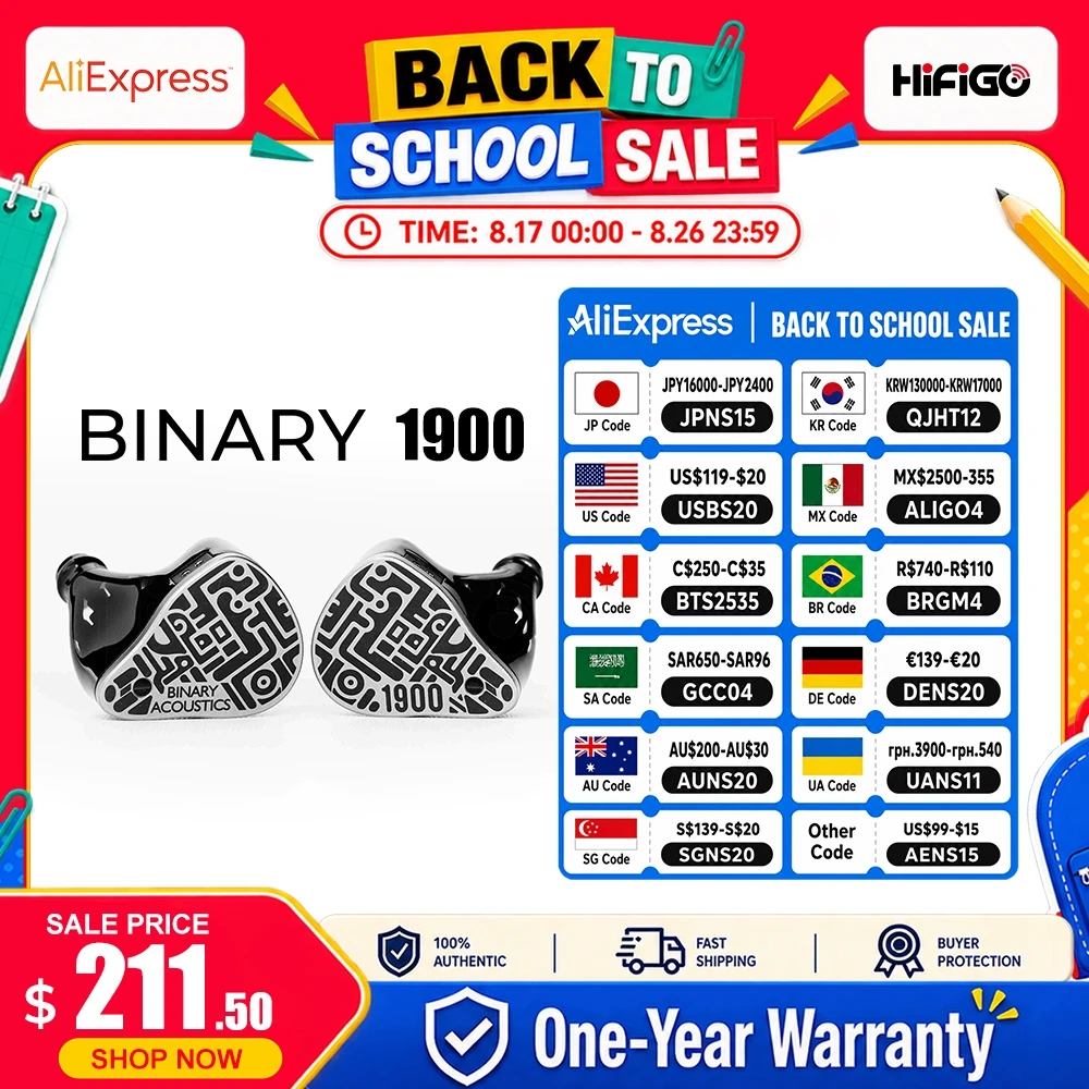 Binary 1900 ハイブリッドイヤホン 3.5mm 特別割引