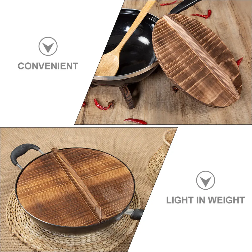 

Solid Wood Pot Lid Large Cooking Wok Universal Thick Anti-Splash Anti-Overflow Moisture Retaining Lightweight for Pans