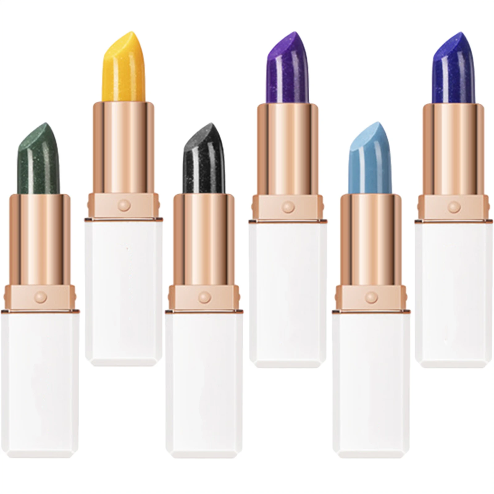 6종 컬러 체인징 립스틱 세트, 온도에 민감한 립밤, 천연 성분 무드 립스틱 (여성용, 여행용, 무대용)
