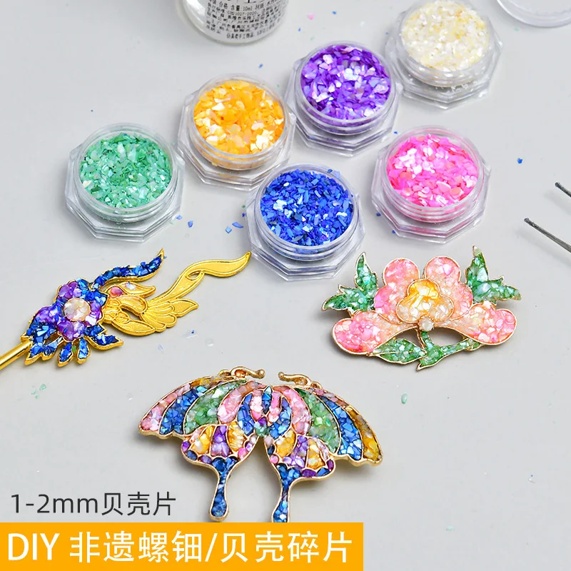 Natural Shell Fragments Brooch Jewelry DIY Material Bag, Popular Nail Art Puzzle, Lacquer Painting, Mother-In-Law Base