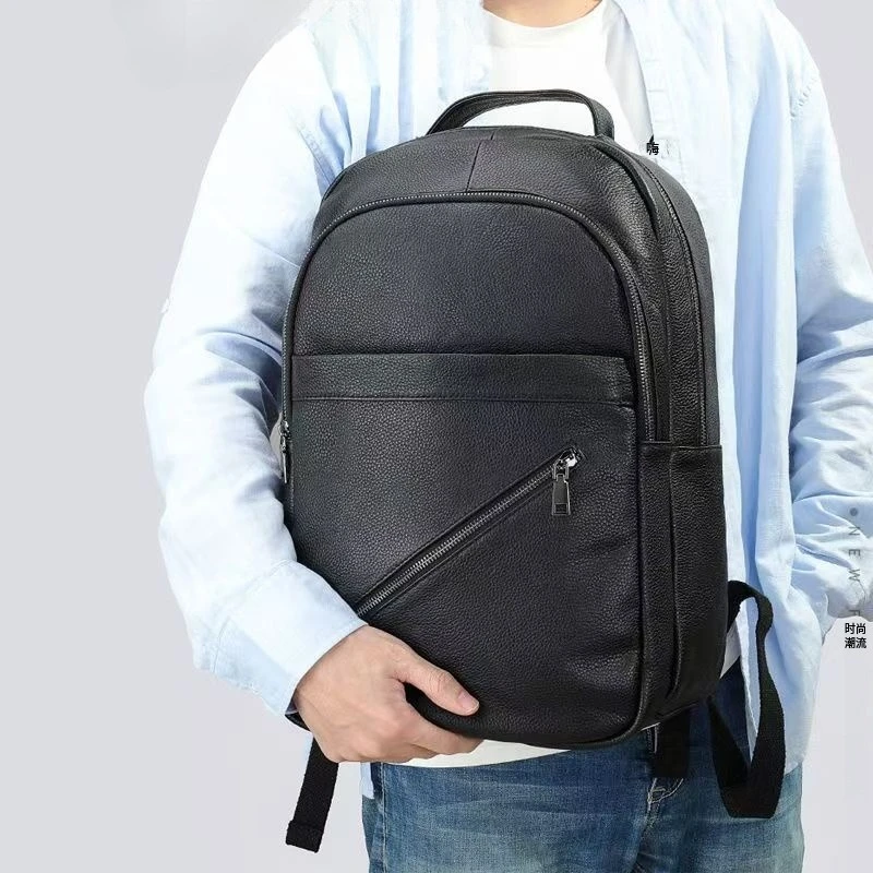 2026 New Brand Natural Cowskin Genuine Leather Men's Backpack Fashion Large Capacity Shoolbag Boy Laptop Backpack Computer Bag