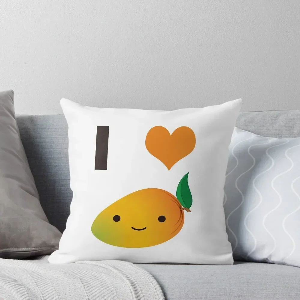 

I Love Mango Cute Kawaii Smiling Mango Throw Pillow Christmas s Covers Custom Cushion Decorative pillow case pillow