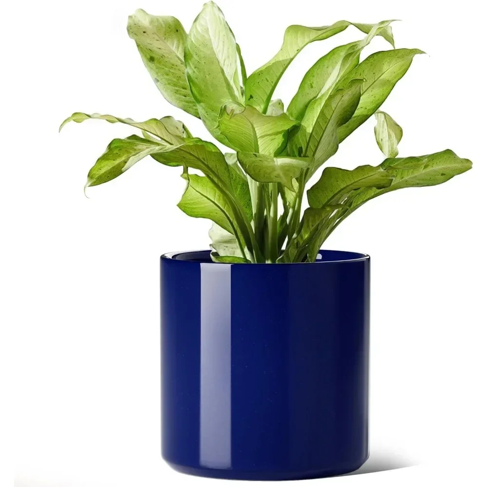 Pots for Plants, Ceramic Large Plant Pot,Flower Planter Pots with Drainage Hole and Removable Plug, Round Planter Pot,Blue