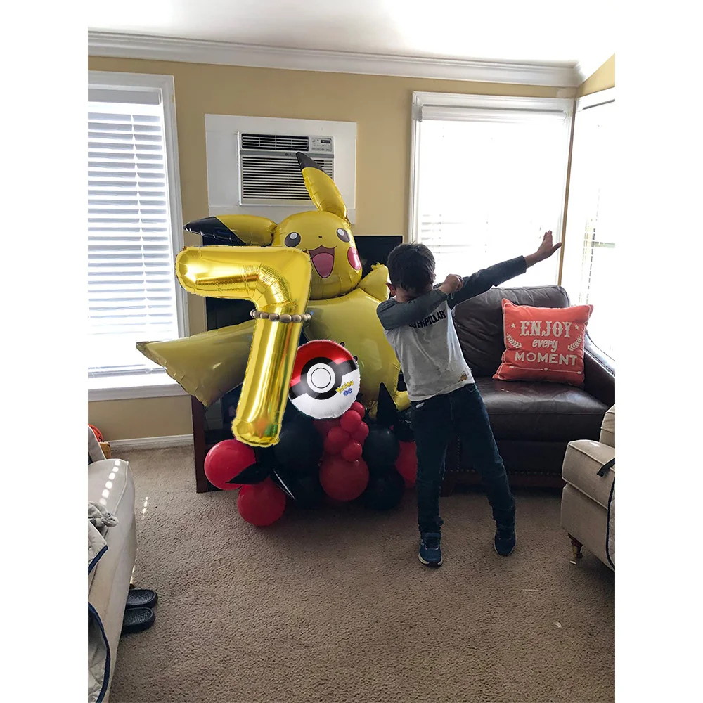 

24Pcs Giant Pikachu Balloon Set Pokemon Birthday Party Decoration Pikachu Foil Balloon Children's Birthday Gift Baby Shower