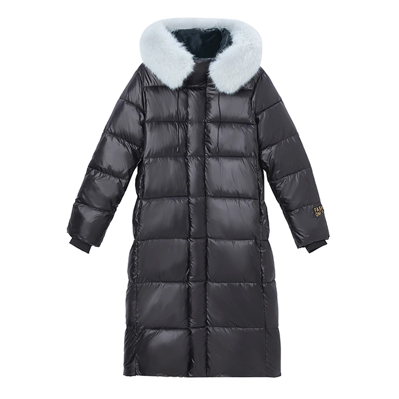 Nueva chaqueta Parkas de algodón para nieve para mujer, chaqueta acolchada con capucha y cuello de piel sintética larga X, chaqueta acolchada holgada y gruesa y cálida para invierno